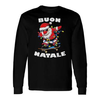 Dabbing Babbo Natale Garland Skateboard Buon Natale Long Sleeve T-Shirt | Mazezy