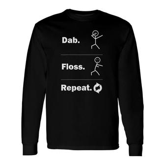 Dabbing- Dab Floss Repeat Dance Stick Figure Long Sleeve T-Shirt | Mazezy