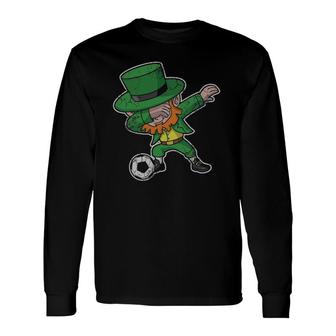 Dabbing Leprechaun Soccer Irish Football St Patrick's Day Long Sleeve T-Shirt T-Shirt | Mazezy