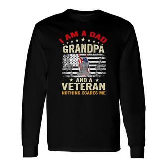 I Am A Dad Grandpa And A Veteran Veterans Day Usa Flag Long Sleeve T-Shirt T-Shirt | Mazezy