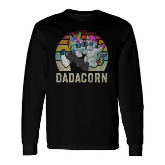 Dadacorn Unicorn Dad Papa Retro Vintage Father's Day Long Sleeve T-Shirt T-Shirt | Mazezy
