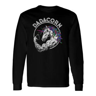 Dadacorn Unicorn Muscle Dad Baby Father's Day Long Sleeve T-Shirt T-Shirt | Mazezy