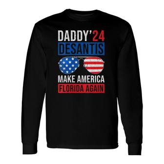 Daddy Desantis 2024 Make America Florida Again V-Neck Long Sleeve T-Shirt T-Shirt | Mazezy DE