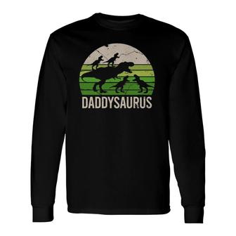 Daddy Dinosaur Dad Daddysaurus Four Long Sleeve T-Shirt T-Shirt | Mazezy