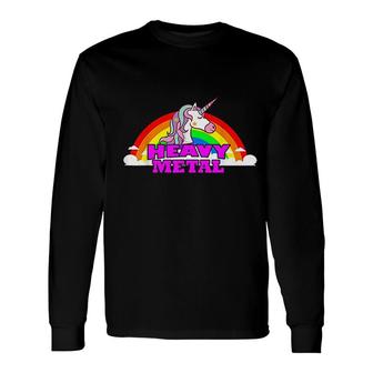 Death Metal Unicorn Rainbow Fantasy Long Sleeve T-Shirt - Seseable