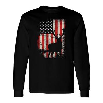 Deer Hunting Flag American Flag Long Sleeve T-Shirt T-Shirt | Mazezy