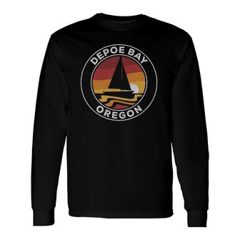 Depoe Bay Oregon Vintage Sailboat 70S Retro Sunset Long Sleeve T-Shirt T-Shirt | Mazezy