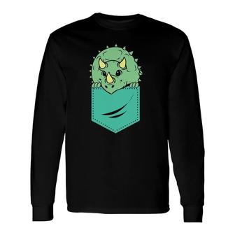 Dinosaur In Your Pocket Triceratops Long Sleeve T-Shirt T-Shirt | Mazezy