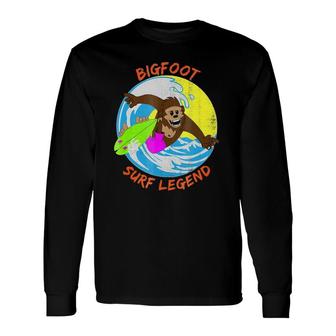 Distressed Bigfoot Surf Legend Surfing Sasquatch Long Sleeve T-Shirt T-Shirt | Mazezy