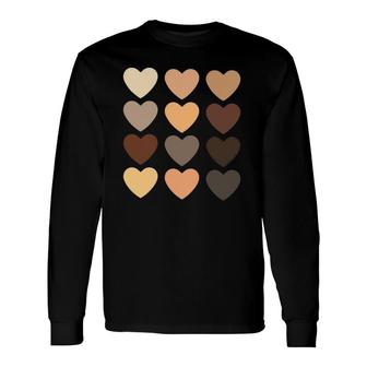 Diversity Heart Skin Tones Black Pride Melanin Kindness Long Sleeve T-Shirt T-Shirt | Mazezy