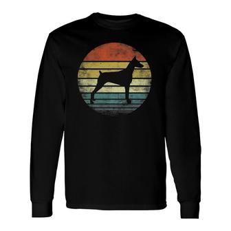 Doberman Lover Owner Retro Sunset Dog Silhouette Dad Long Sleeve T-Shirt T-Shirt | Mazezy