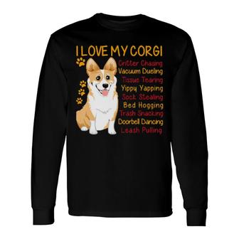 Dog I Love My Corgi Corgis Dog Mom Dad Pet Lover 80 Paws Long Sleeve T-Shirt T-Shirt | Mazezy