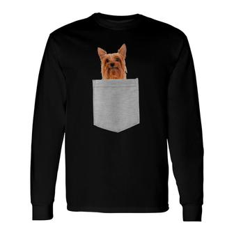 Dog In Your Pocket Silky Terrier Puppy Long Sleeve T-Shirt | Mazezy