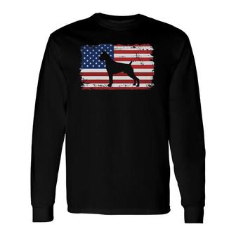 Dogs 365 Vintage Boxer Dog Us American Flag Long Sleeve T-Shirt T-Shirt | Mazezy AU