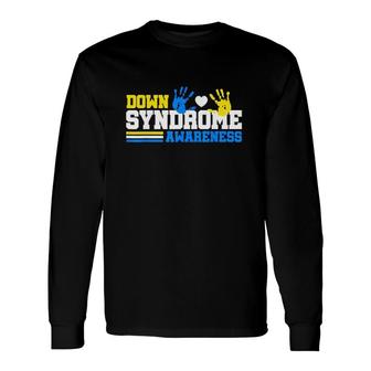 Down Syndrome Awareness Blue And Yellow Hands Long Sleeve T-Shirt T-Shirt | Mazezy