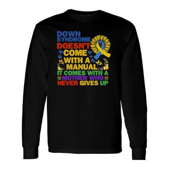 Down Syndrome Yellow And Blue Ribbon Sunflower Long Sleeve T-Shirt T-Shirt | Mazezy