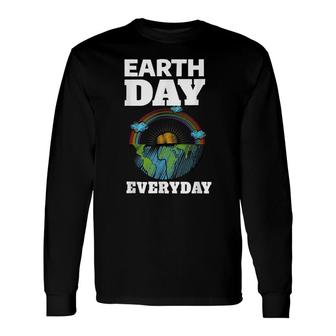 Earth Day Everyday Rainbow Teacher Retro Cute Earth Day Long Sleeve T-Shirt - Seseable