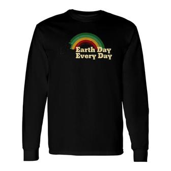 Earth Day Everyday Vintage Rainbow Pine Tree Long Sleeve T-Shirt T-Shirt | Mazezy
