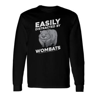 Easily Distracted By Wombats Australian Animal Wombat Long Sleeve T-Shirt | Mazezy