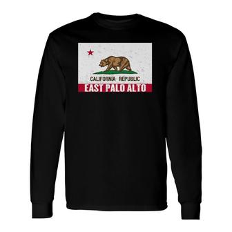 East Palo Alto, California Distressed Ca Republic Flag Long Sleeve T-Shirt T-Shirt | Mazezy