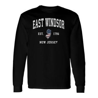 East Windsor New Jersey Nj Vintage American Flag Long Sleeve T-Shirt T-Shirt | Mazezy