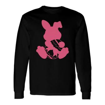Easter Rabbit Simple Pink Long Sleeve T-Shirt | Mazezy