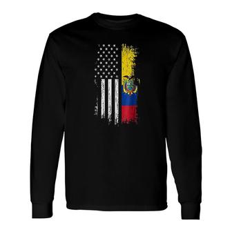 Ecuadorian American Flag Pride Ecuador Usa Long Sleeve T-Shirt T-Shirt | Mazezy