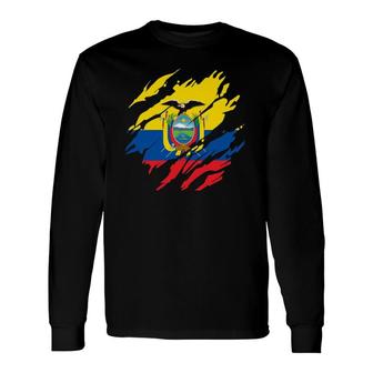 Ecuadorian Flag Ecuador Ecuadorian Pride Roots Long Sleeve T-Shirt T-Shirt | Mazezy