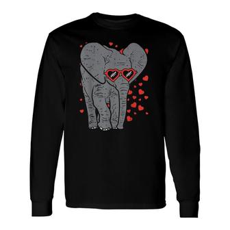 Elephant Heart Glasses Cute Valentine's Day Animal Lover Long Sleeve T-Shirt T-Shirt | Mazezy