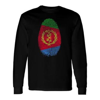 Eritrea Flag Fingerprint It Is In My Dna For Eritreans Long Sleeve T-Shirt T-Shirt | Mazezy
