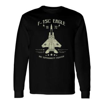 F-15 Eagle Jet Fighter Technical Drawing Long Sleeve T-Shirt T-Shirt | Mazezy