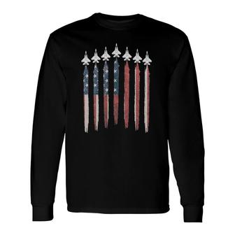 F15 Eagle Fighter Jet Usa Flag Airplane F-15 4Th Of July Long Sleeve T-Shirt T-Shirt | Mazezy