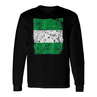Faded Nigerian Flag, Distressed Flag Of Nigeria Long Sleeve T-Shirt | Mazezy