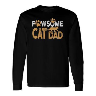 Father’S Day Pawsome Best Cat Dad Ever Vintage Cat Daddy Paw Silhouette Long Sleeve T-Shirt T-Shirt | Mazezy