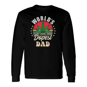 Fathers Day Star Weed Dad Vintage Worlds Dopest Dad Long Sleeve T-Shirt - Seseable
