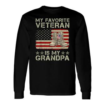 My Favorite Veteran Is My Grandpa Combat Boots American Flag Long Sleeve T-Shirt T-Shirt | Mazezy