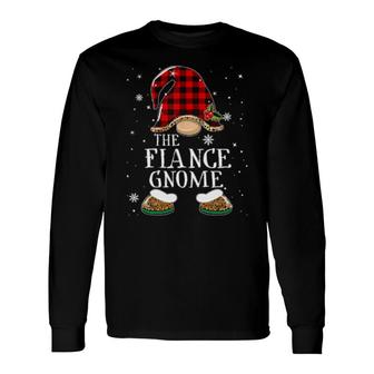 Fiance Gnome Buffalo Plaid Matching Christmas Pajama Long Sleeve T-Shirt T-Shirt | Mazezy