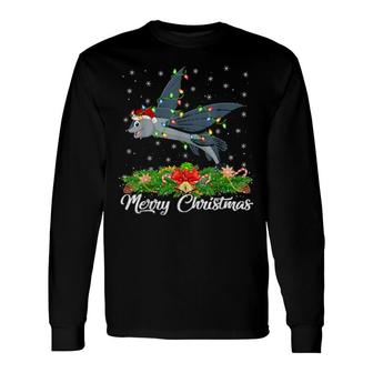 Fishing Matching Santa Hat Flying Fish Christmas Long Sleeve T-Shirt T-Shirt | Mazezy