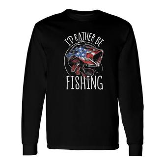 Fishing Usa Flag Fish I Would Rather Be Fishing Long Sleeve T-Shirt - Thegiftio UK