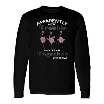 Flamingos Apparently Were Trouble When We Are Together Who Knew Long Sleeve T-Shirt - Thegiftio