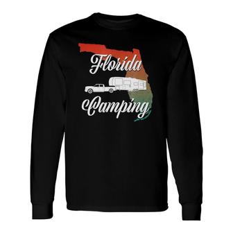 Florida Camping Rv With Fifth Wheel Camper Long Sleeve T-Shirt T-Shirt | Mazezy