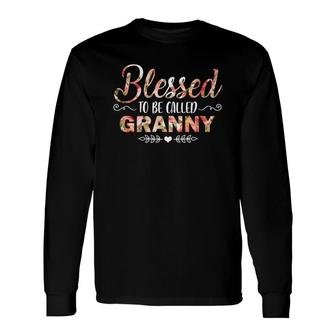 Flower Blessed To Be Called Granny Black Long Sleeve T-Shirt T-Shirt | Mazezy
