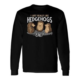 Forest Animal Hedgehog Just Really Like Hedgehogs Long Sleeve T-Shirt T-Shirt | Mazezy