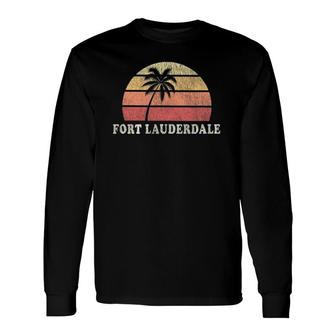 Fort Lauderdale Fl Vintage 70S Retro Throwback Long Sleeve T-Shirt T-Shirt | Mazezy
