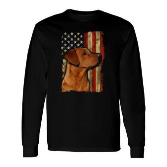 Foxred Labrador Retriever Us Flag Fox Red Labrador Dog Lover Long Sleeve T-Shirt | Mazezy