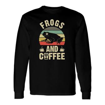 I Like Frogs & Coffee Vintage Frog Theme Lover Long Sleeve T-Shirt T-Shirt | Mazezy