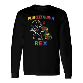 Funclesaurus Autism Awareness Uncle Dinosaur Dino Funcle Tio Long Sleeve T-Shirt T-Shirt | Mazezy