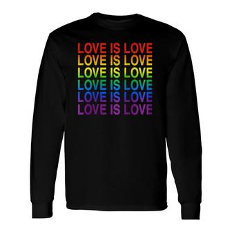 Gay Pride Love Is Love Lgbt Rainbow Flag Colors Raglan Baseball Tee Long Sleeve T-Shirt T-Shirt | Mazezy