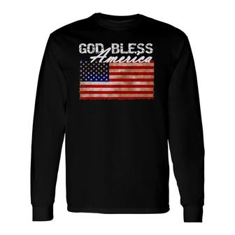 God Bless America American Flag Tank Top Long Sleeve T-Shirt T-Shirt | Mazezy