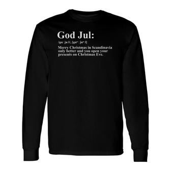 God Jul Definition Merry Christmas Scandinavia Swedish V-Neck Long Sleeve T-Shirt T-Shirt | Mazezy